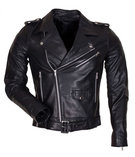 Leather Motorcycle Jacket Black Brando Real Leather Free Shipping