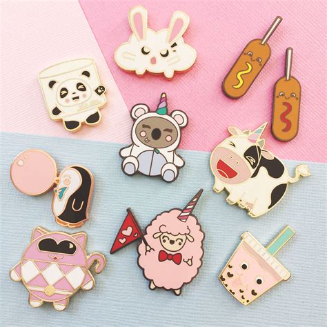 Pc Pink Series Icons Kawaii Pin Badge Acrylic Badges On Backpack