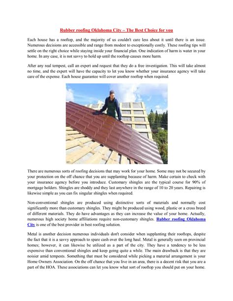 Rubber Roofing Oklahoma City The Best Choice For You By Fred Lydick Issuu