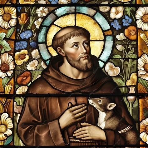 Saint Francis Of Assisi Stained Glass Style Generative Ai St Francis Of