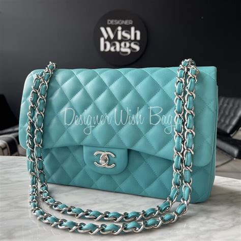 Chanel Jumbo Tiffany Blue Designer Wishbags