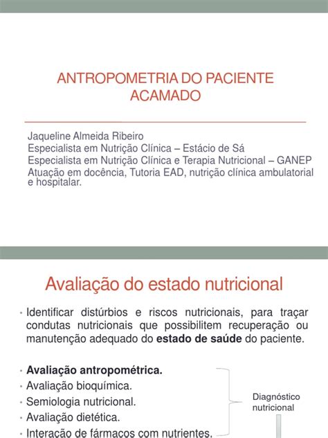 AvaliaÇÃo AntropomÉtrica No Paciente Acamado Pdf Índice De Massa Corporal Obesidade