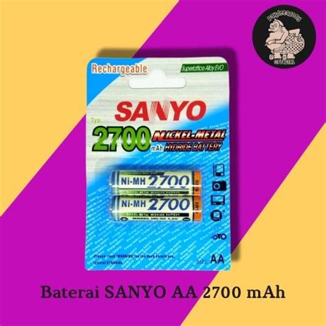 Baterai Cas Sanyo 2700mAh AA Batre Charger AA Batere Battery Recharger