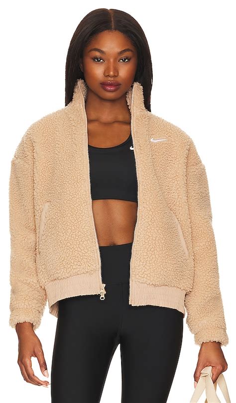 Nike NSW Swoosh Plush Jacket In Hemp White REVOLVE