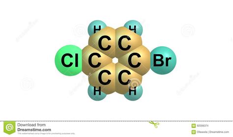 1-Bromo-4-chlorobenzene Molecular Structure Isolated on White Stock ...