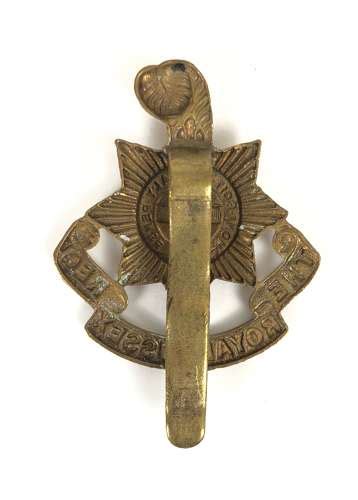 WW1 Royal Sussex Regiment All Brass Economy Cap Badge