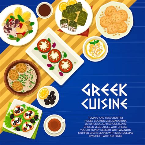 Premium Vector Greek Cuisine Vector Menu Cover Food Of Greece