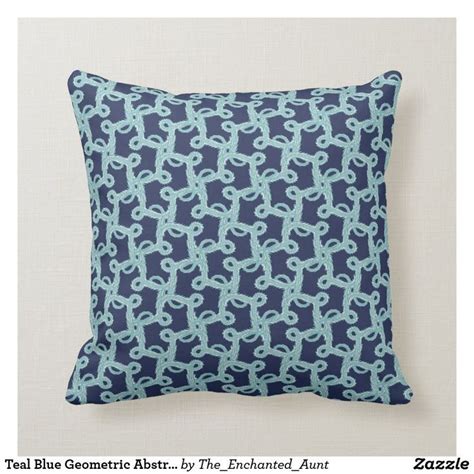 Teal Blue Geometric Abstract Art Pattern Pillow Decorative Throw Pillows Throw