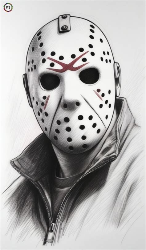 The Dreaded Slasher A Black And White Portrait Of Jason Voorhees