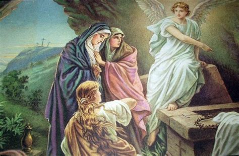 Three Women At The Tomb Mary Angel Religious Vintage Print