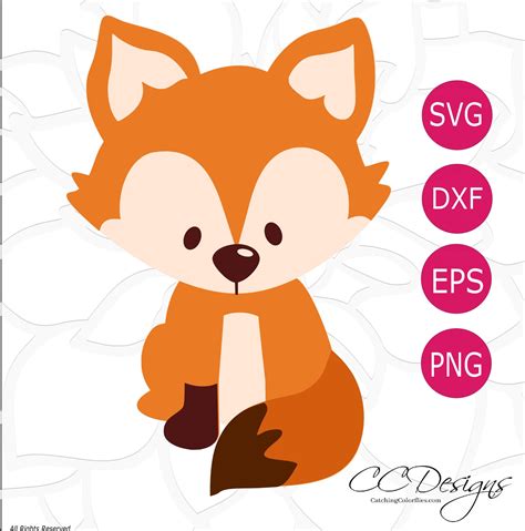 Baby Fox SVG Cut File, Cute Baby Fox With Tail Cutting File, Baby ...