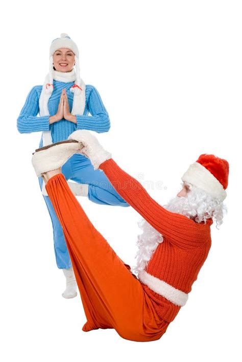 Santa Claus And The Snow Maiden Of Yoga Stock Image Image Of People