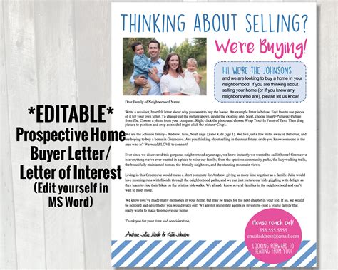 Editable Prospective Home Buyer Letter Template Customizable Letter Of