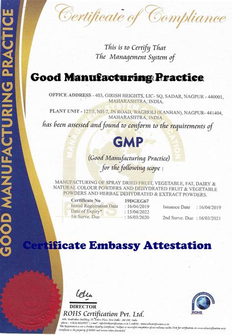 Good Manufacturing Practicegmp Certificate Attestation From Poland Embassy