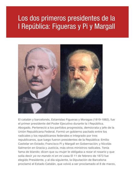 Los Dos Primeros Presidentes De La I Rep Blica Figueras Y Pi Y Margall