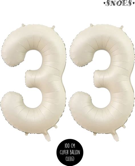Cijfer Helium Folie Ballon XL 33 Jaar Cijfer Creme Satijn Nude 100 Cm Bol