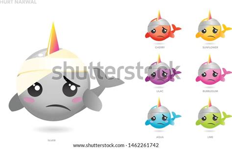 Cute Narwhal Emoji Bandaged Head Stock Vector Royalty Free 1462261742