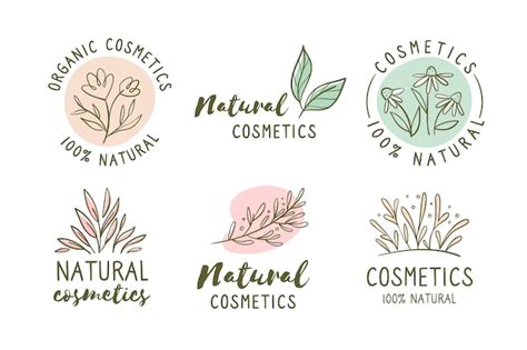 Colección de logotipos de cosméticos de la naturaleza Vector Gratis