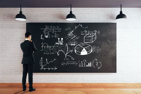 3d Blackboard With Business Sketch Stock Illustration Illustration Of