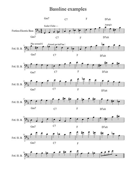 Bassline Examples Sheet Music