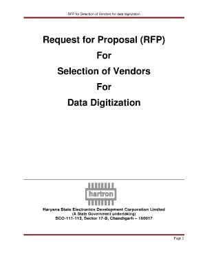 Fillable Online Hartron Org RFP For Selection Of Vendors For Data