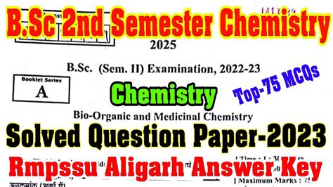 Bsc 2nd Semester Chemistry Question Paper 2023objective Type Questionsrmpssu Answer Key Youtube