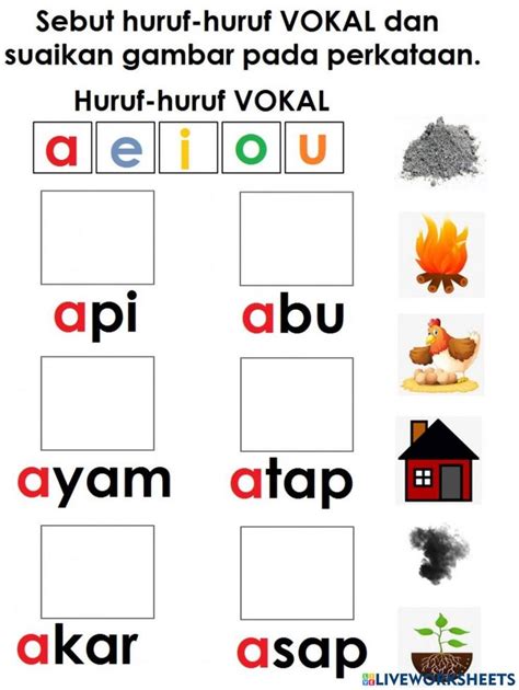 Huruf Vokal Online Exercise For 1 Worksheets For Kids Interactive