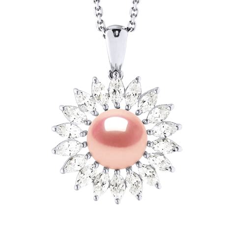 Collier SOLEIL Perle D Eau Douce 8 9 Mm Rose Joaillerie Argent 925