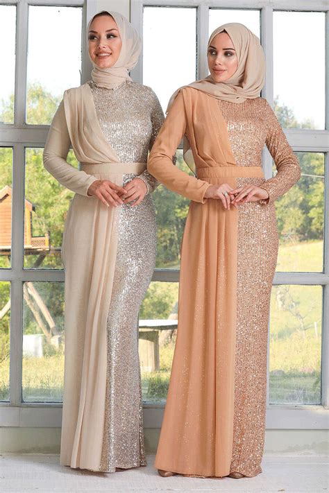 Beige Hijab Evening Dress 34290bej Neva