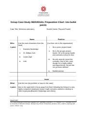 MGMT 3007 Group Case Assignment INDIVIDUAL Preparation Chart Docx