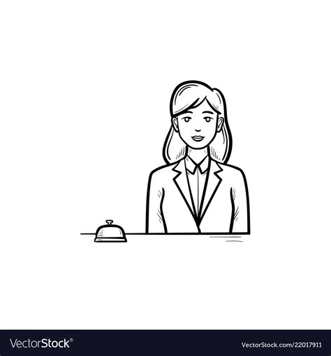 Female Receptionist In A Hotel With A Reception Vector Image