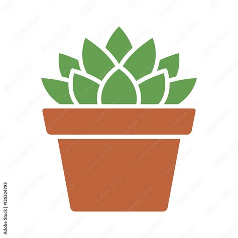 Haworthia Cooperi Succulent Potted Plant Flat Color Icon For Apps And