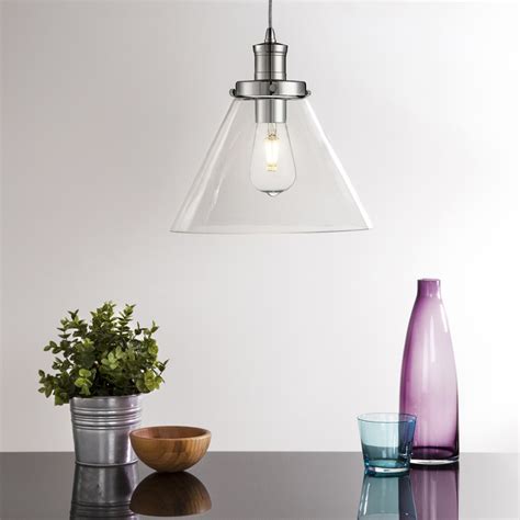 Pyramid Chrome Pendant Light With Clear Glass Shade