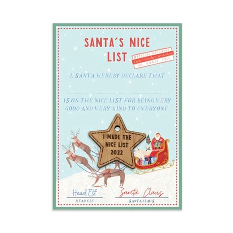 Nice List Letter From Santa Certificate Official Nice List Etsy