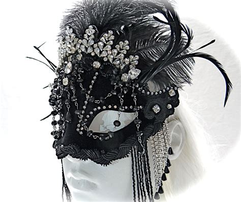 Black Queen Masquerade Mask Rhinestone Mask Black Venetien | Etsy