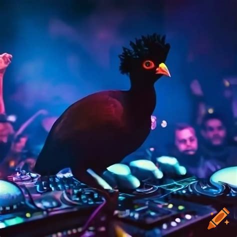 Curassow Dj Mixing In A Nightclub With Cheering Crowd On Craiyon