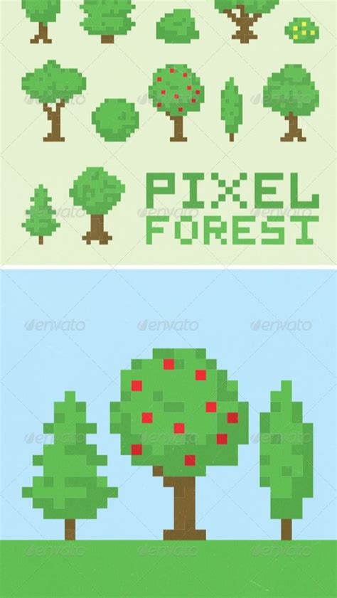 Pixel Art Forest Set 1 | Pixel art, Pixel, Easy pixel art