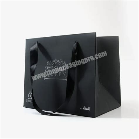 Wholesale Luxury Black Gift Paper Bag Custom Made Printed Logo