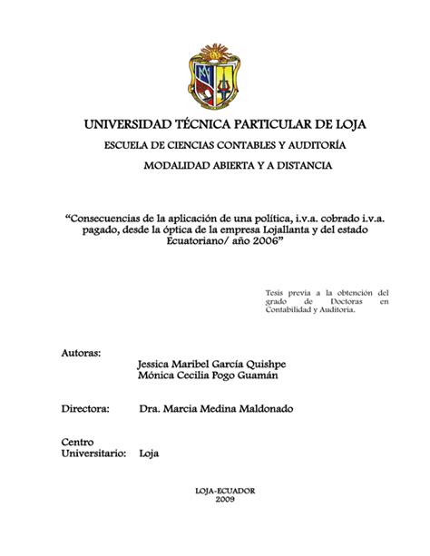 UNIVERSIDAD TÉCNICA PARTICULAR DE LOJA