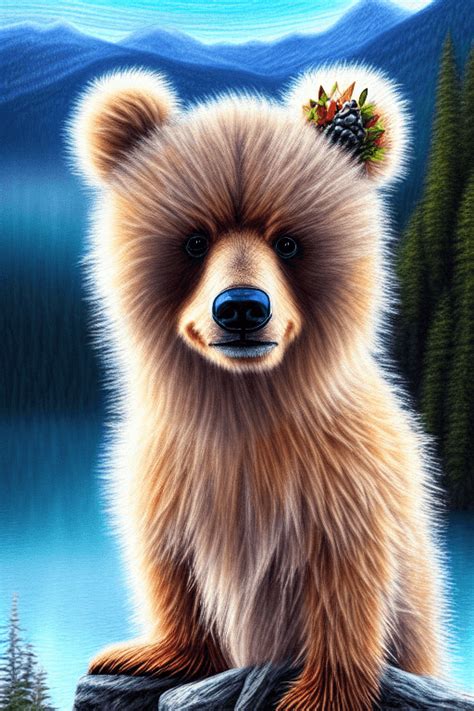 Wrendale Designs Fluffy Bear Cub Portrait · Creative Fabrica