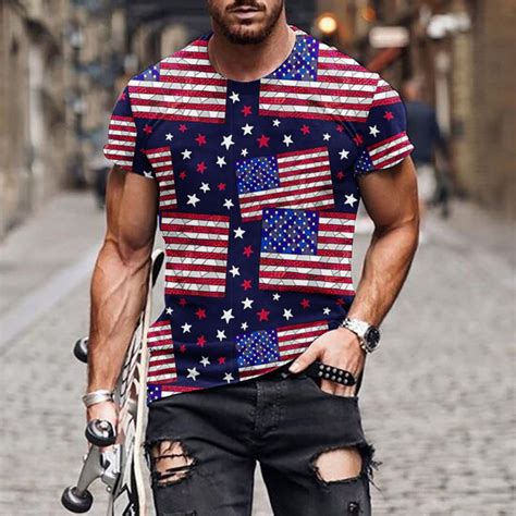 HangTaiLei Men S Muscle T Shirt Fashion Patriotic Stars And Stripes