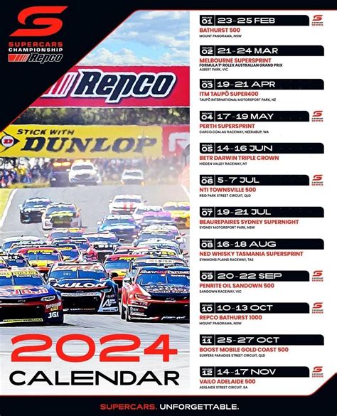 2024 Supercars Calendar R V8supercars