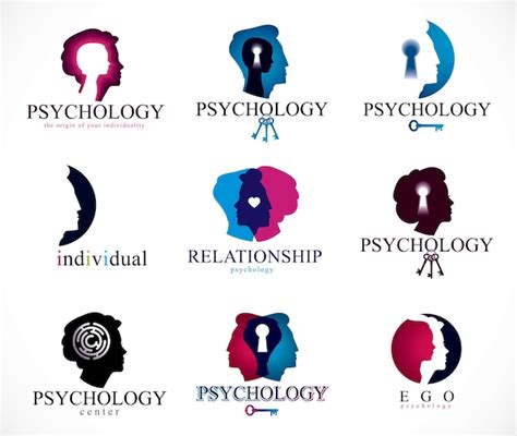 Conjunto De ícones Ou Logotipos Conceituais De Vetor De Psicologia