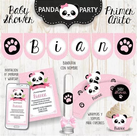 Kit Imprimible Oso Panda Bebé Baby Shower Nena