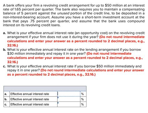 Solved A Bank Offers Your Firm A Revolving Credit Chegg