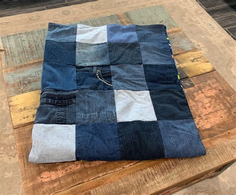 Denim Quilt Crib Size Lap Quilt Upcycled Blue Jean Etsy