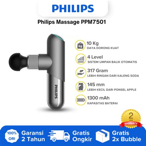 Jual Electric Massage Gun Philips PPM7501 Alat Pijat Badan Mini Getar