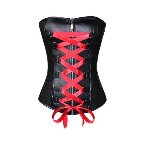 Atomic Red Lace Up Vegan Leather Corset 55 Liked On Polyvore