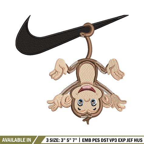 Monkey Nike Logo Embroidery Design Monkey Nike Embroidery Inspire