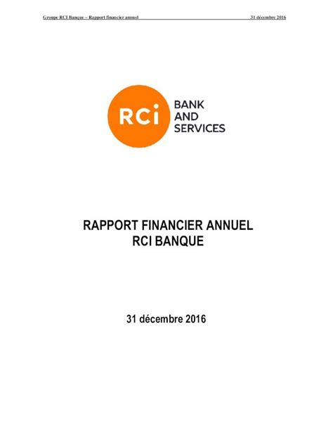 Pdf Rapport Financier Annuel Rci Final Avec Un Coefficient